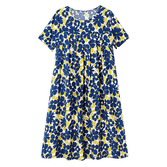 🍒Casual summer wear dress for women floral print clothes short sleeve outfit elegant vintage style printed fashion Flourish In Floral