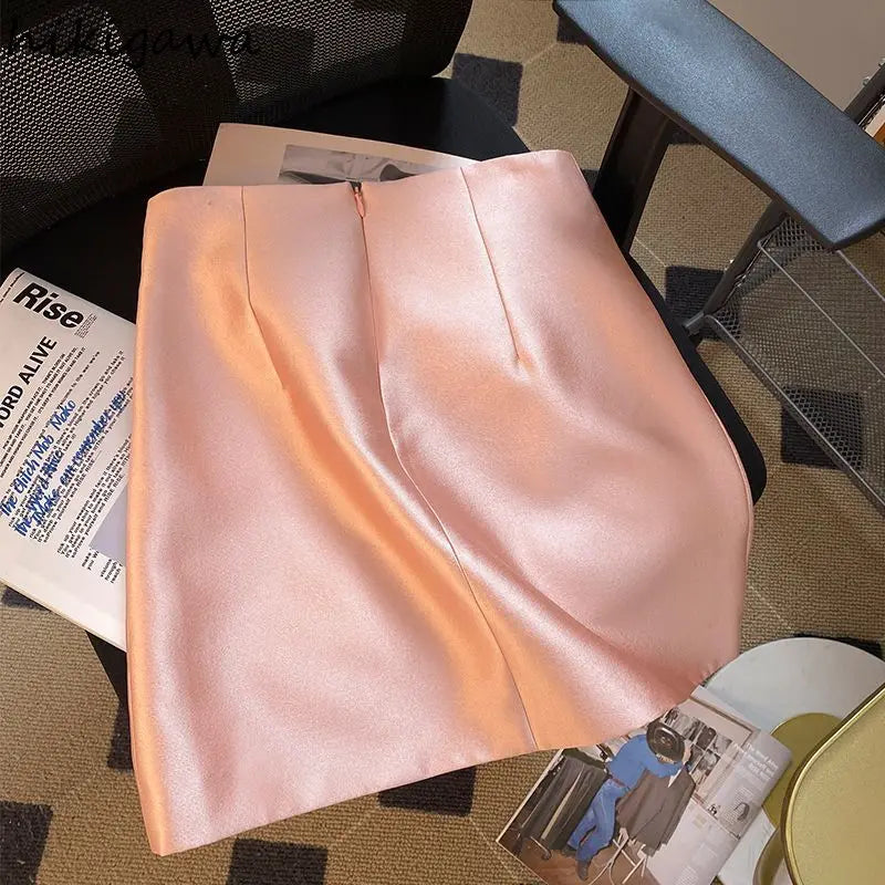 🍒Womens mini skirt high waist a-line fashion beading vintage stylesmart casual clothing satin fashion wear party occasion wear You Will Be Sat- In Joy With This