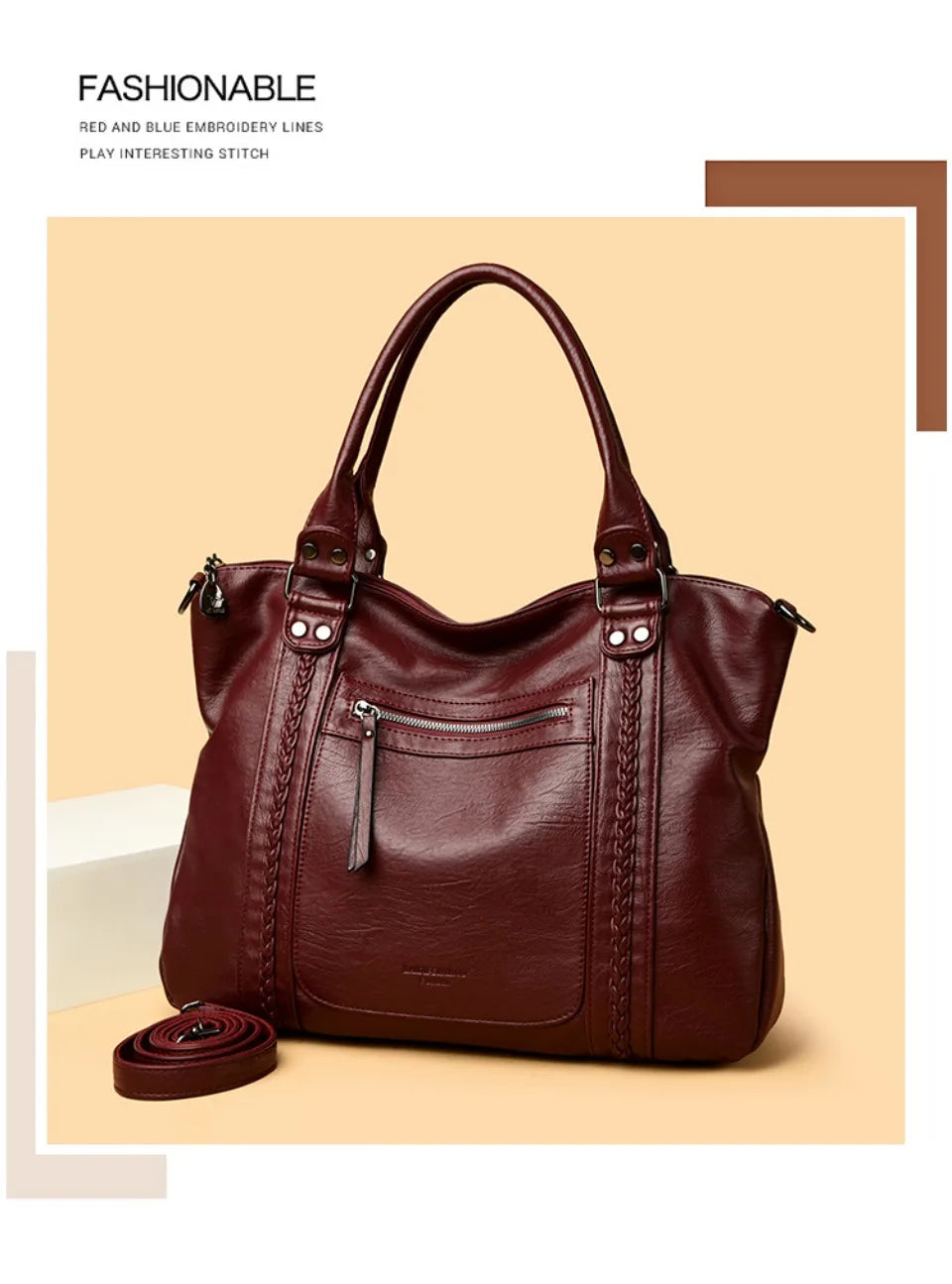 🍒Soft faux leather shoulder crossbody bags for women hot luxury handbag Designer casual tote office work bag Clever Faux Leather