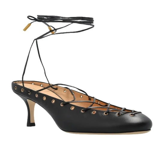 🍒Cross tie shoe round toe sandals open back  european and american niche light luxury cross tie round toe roman Sandals women's ballet shoes with medium heel shoes smart casual footwear for occasion party footwear Tick This Tie cross