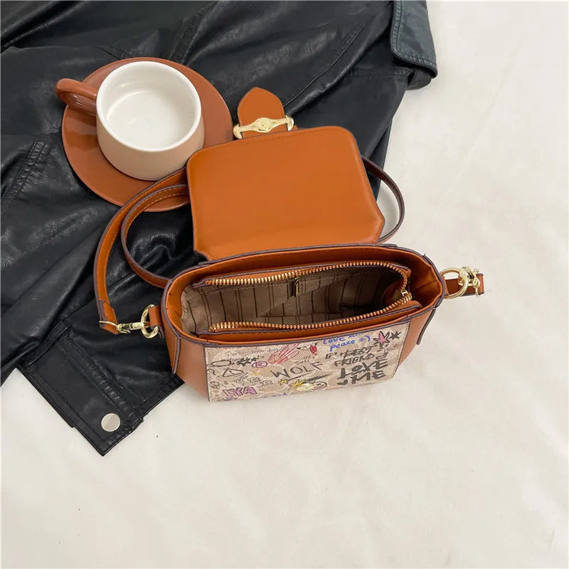 🍒Graffiti handbag/Purse women's bag designer luxury shoulder bag lu leather ladies messenger bag pink crossbody bag casual bag  No Word Of A Lie This GRAFFITI Bag CAN Be Yours