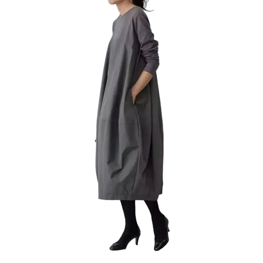 🍒Long knitted dress balloon round neck long sleeve outfits women stylish casual balloon fashion wear mixed media clothing Balloon In A Balloon