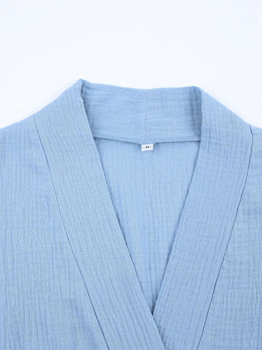 🍒Cotton short dressing gown womens solid colour bathrobe short sleeve loose nightwear casual female nightgown Get Wrapped Up In A Shortie