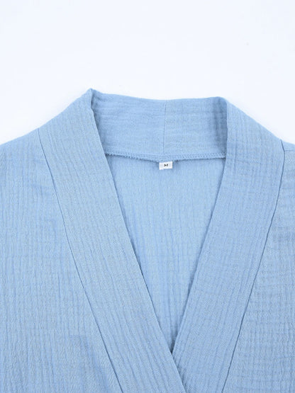 🍒Cotton short dressing gown womens solid colour bathrobe short sleeve loose nightwear casual female nightgown Get Wrapped Up In A Shortie