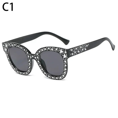 🍒Diamond polygon bling square shape sunnies for women vintage rhinestone womens Y2K eyewear summer sunglasses holiday shades Cool Crystals