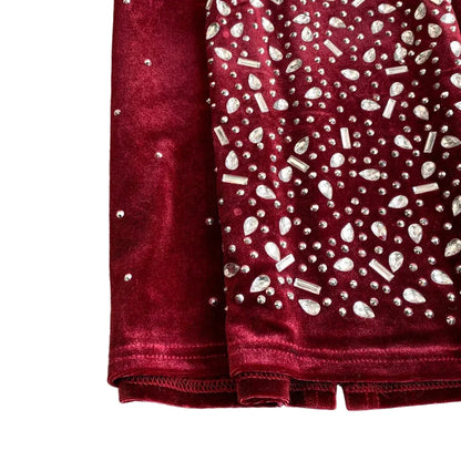 🍒Bodycon o-neck long sleeve dress glitter rhinestone outfit velvet chic vintage style clothing chic autumn fall fashion party occasion wear Get Wine Stoned