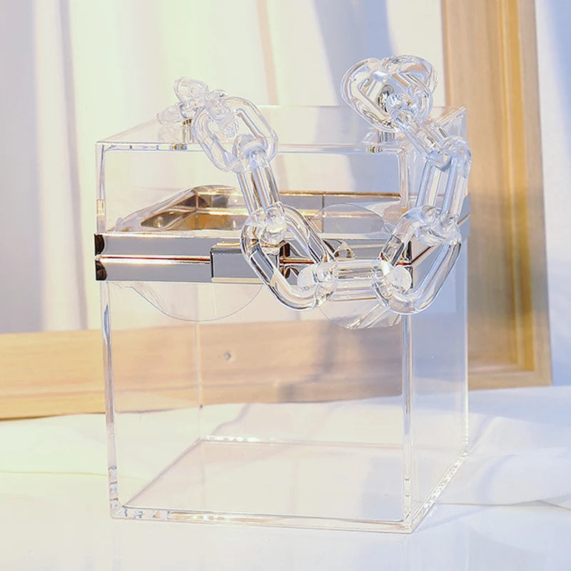 🍒Clutch box purse for women elegant acrylic handbag bridal party shoulder bag crossbody bucket bags trendy bags transparent bag