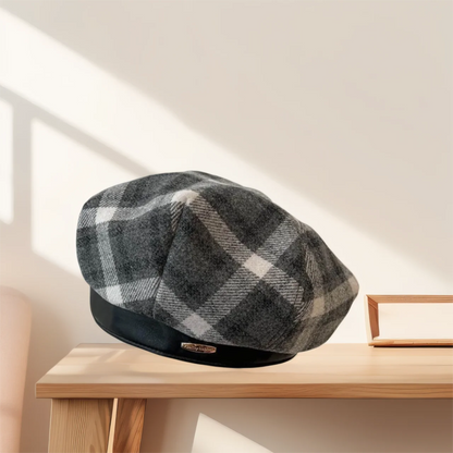 🍒Retro plaid beret hat women's autumn winter casual french hat simple woolen fashion check design cap 'Beret Warm