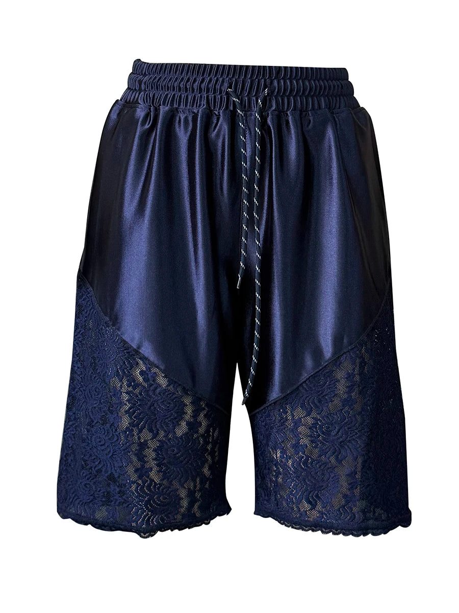 🍒Y2k shorts women culotte lace satin bloomers pants Lace shorts womens elastic waist slip shorts women Sport Your Undies