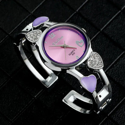 🍒Womens heart watch Design quartz fashion bangle silver classic crystal Stainless Steel colour face wristwatch smart casual jewellery   Watch This Bang For Your Buck