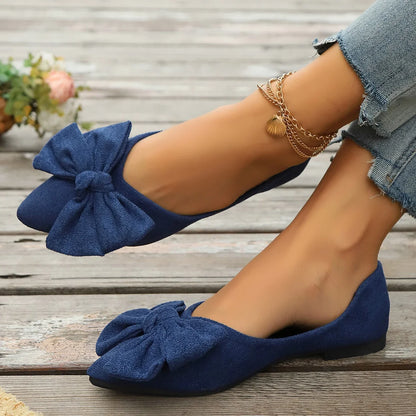 🍒Bow shoes flat fashion footwear comfortable and versatile genuine suede women's shoes smart casual simple wear-resistant flat occasion footwear for partes bottom bow outdoor slippers Walk BOW-ldly In Your Bows