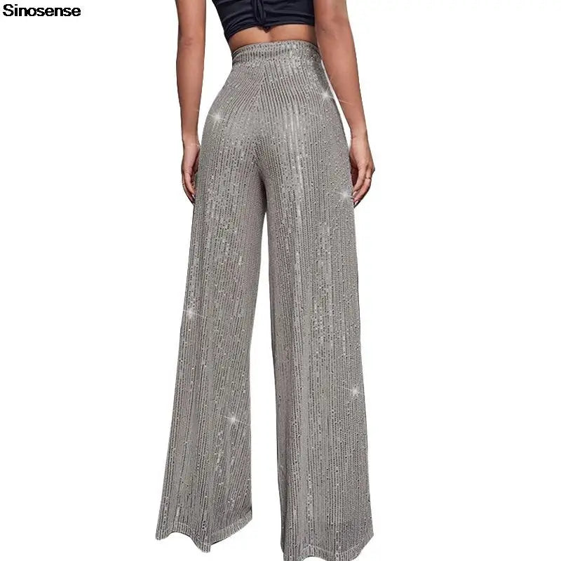🍒High waist sequin flare pants sparkle loose casual wide leg trousers bell bottom trousers glitter clubwear party wear  Alls Flare In Glitz And Glam