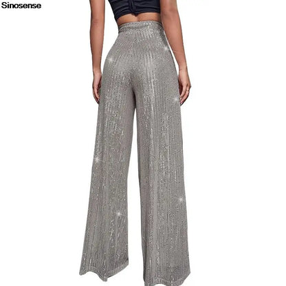 🍒High waist sequin flare pants sparkle loose casual wide leg trousers bell bottom trousers glitter clubwear party wear  Alls Flare In Glitz And Glam