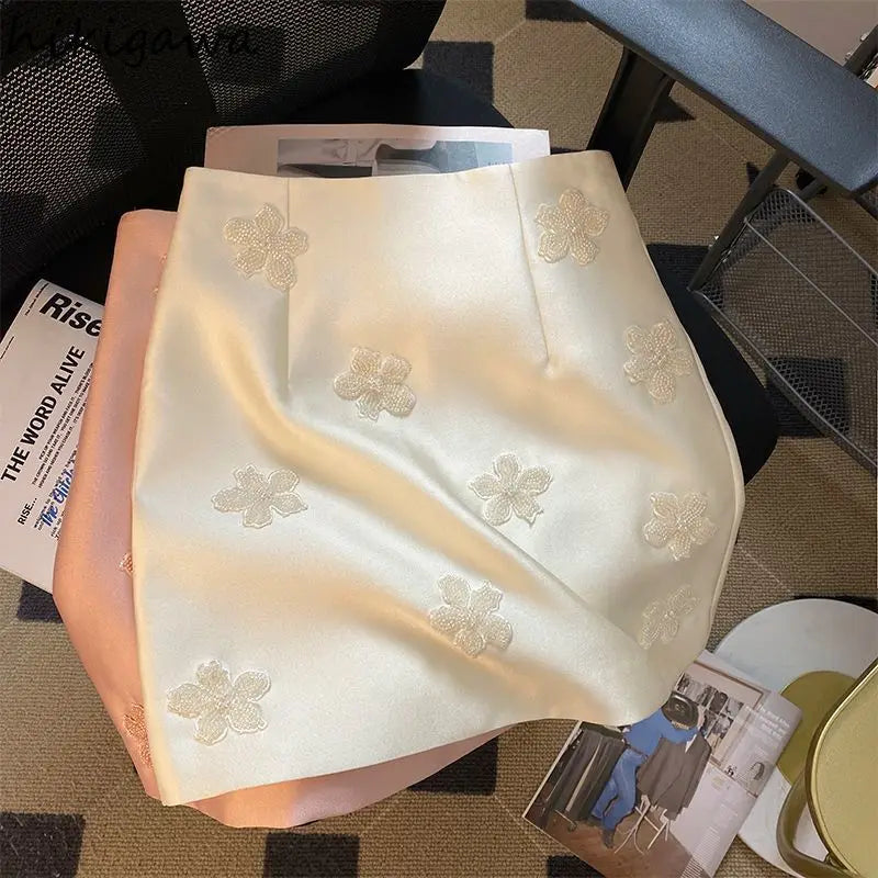 🍒Womens mini skirt high waist a-line fashion beading vintage stylesmart casual clothing satin fashion wear party occasion wear You Will Be Sat- In Joy With This