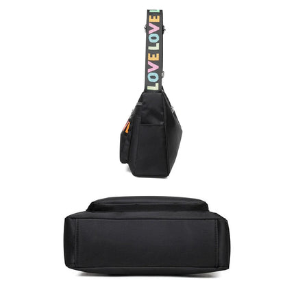 🍒Womens handbag oxford fabric bag large capacity crossbody with multiple compartments fashion accessory casual carry bag with colourful font Get A Handle On Love