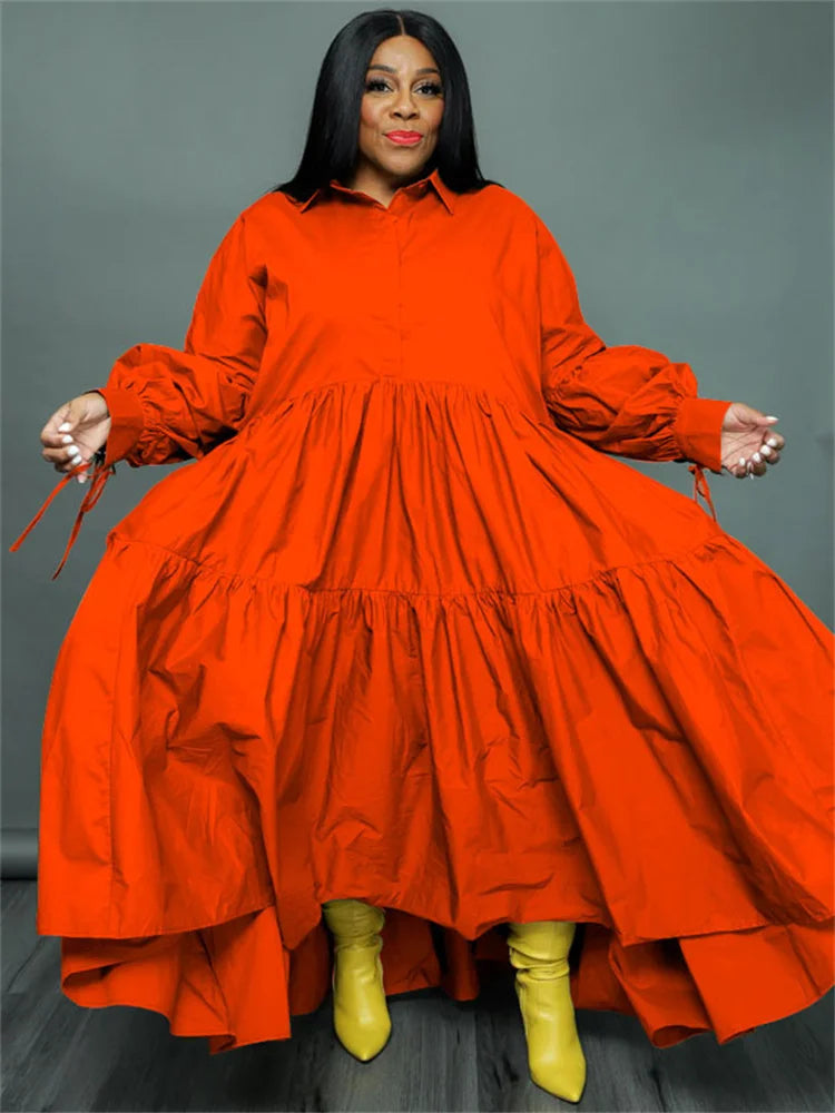 🍒Plus Size shirt dresses for women with sleeves smart casual clothing women loose outfit big maxi swing dress colourful casual clothing female fashion Cheerful Tier full