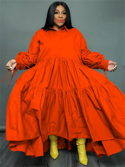 🍒Plus Size shirt dresses for women with sleeves smart casual clothing women loose outfit big maxi swing dress colourful casual clothing female fashion Cheerful Tier full