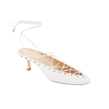 🍒Cross tie shoe round toe sandals open back  european and american niche light luxury cross tie round toe roman Sandals women's ballet shoes with medium heel shoes smart casual footwear for occasion party footwear Tick This Tie cross