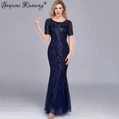 🍒Sequin maxi cocktail dress long bridesmaid prom outfit for special occasion party club bodycon vintage style clothing You'll Fish This Mermaid Out Time &Time