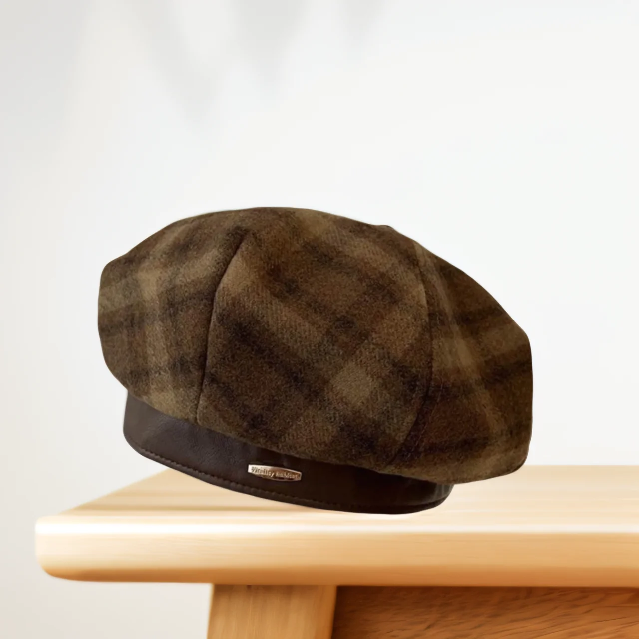 🍒Retro plaid beret hat women's autumn winter casual french hat simple woolen fashion check design cap 'Beret Warm