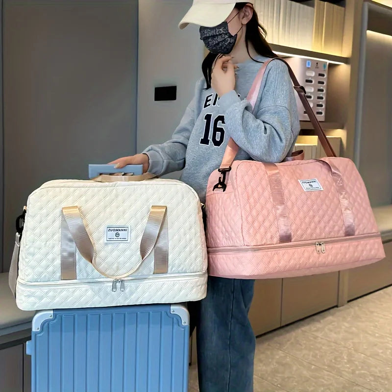 🍒Luxury duffel bag for women large capacity handbag shoulder & crossbody tote bag with compartments dry wet separation dual side pockets for travel gym etc.   Step Up To Quality In Your Gym Bag Tote