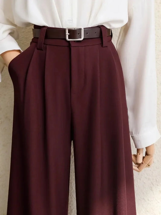 🍒Winter suit pants for Women office elegant high waist trousers wide leg high waist with Pockets smart casual clothing Widely Cool
