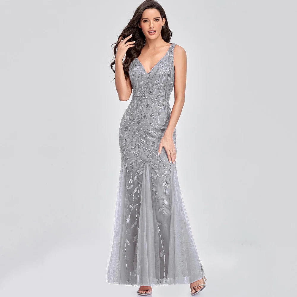 🍒Sequin maxi cocktail dress long bridesmaid prom outfit for special occasion party club bodycon vintage style clothing You'll Fish This Mermaid Out Time &Time