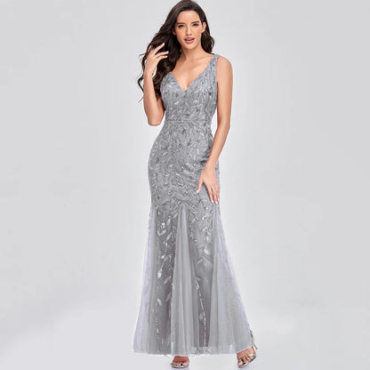 🍒Sequin maxi cocktail dress long bridesmaid prom outfit for special occasion party club bodycon vintage style clothing You'll Fish This Mermaid Out Time &Time