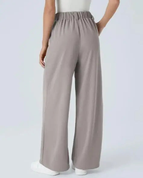 🍒Elegant women straight pants flowy solid colour high waisted trousers wide leg work wear female fashion clothes No Need To Put The Leg Work In To Get These Legs