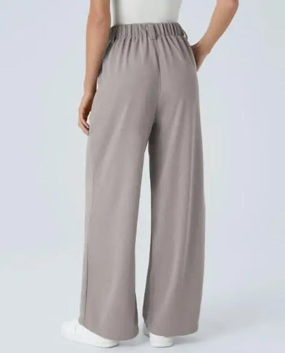 🍒Elegant women straight pants flowy solid colour high waisted trousers wide leg work wear female fashion clothes No Need To Put The Leg Work In To Get These Legs