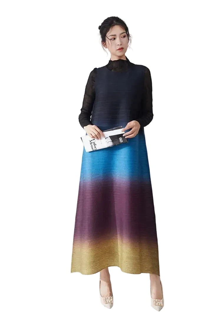 🍒Women's high-end clothing dress sleeveless long loose outfit gradual colour ombre fashion wear sleeveless loose long dress for party occasion wear  Gravitate To Gradual