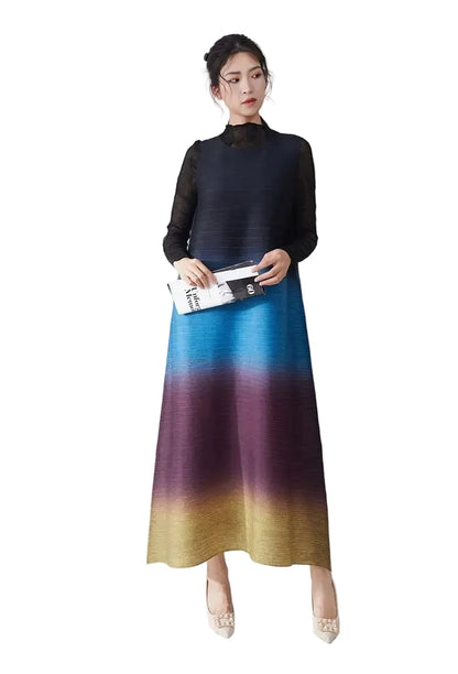 🍒Women's high-end clothing dress sleeveless long loose outfit gradual colour ombre fashion wear sleeveless loose long dress for party occasion wear  Gravitate To Gradual