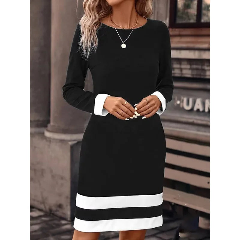 🍒Autumn winter fashion slim fitting long sleeve knitted dress women round neck outfit female smart casual clothes Cool Fashion Lines