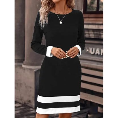 🍒Autumn winter fashion slim fitting long sleeve knitted dress women round neck outfit female smart casual clothes Cool Fashion Lines