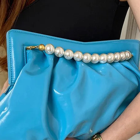 🍒Womens pleated clutch large chain design pearl handbag banquet envelope evening bag large capacity clutch for occasion smat casual accessories SHINE with a PATENT and CLUTCH your cool