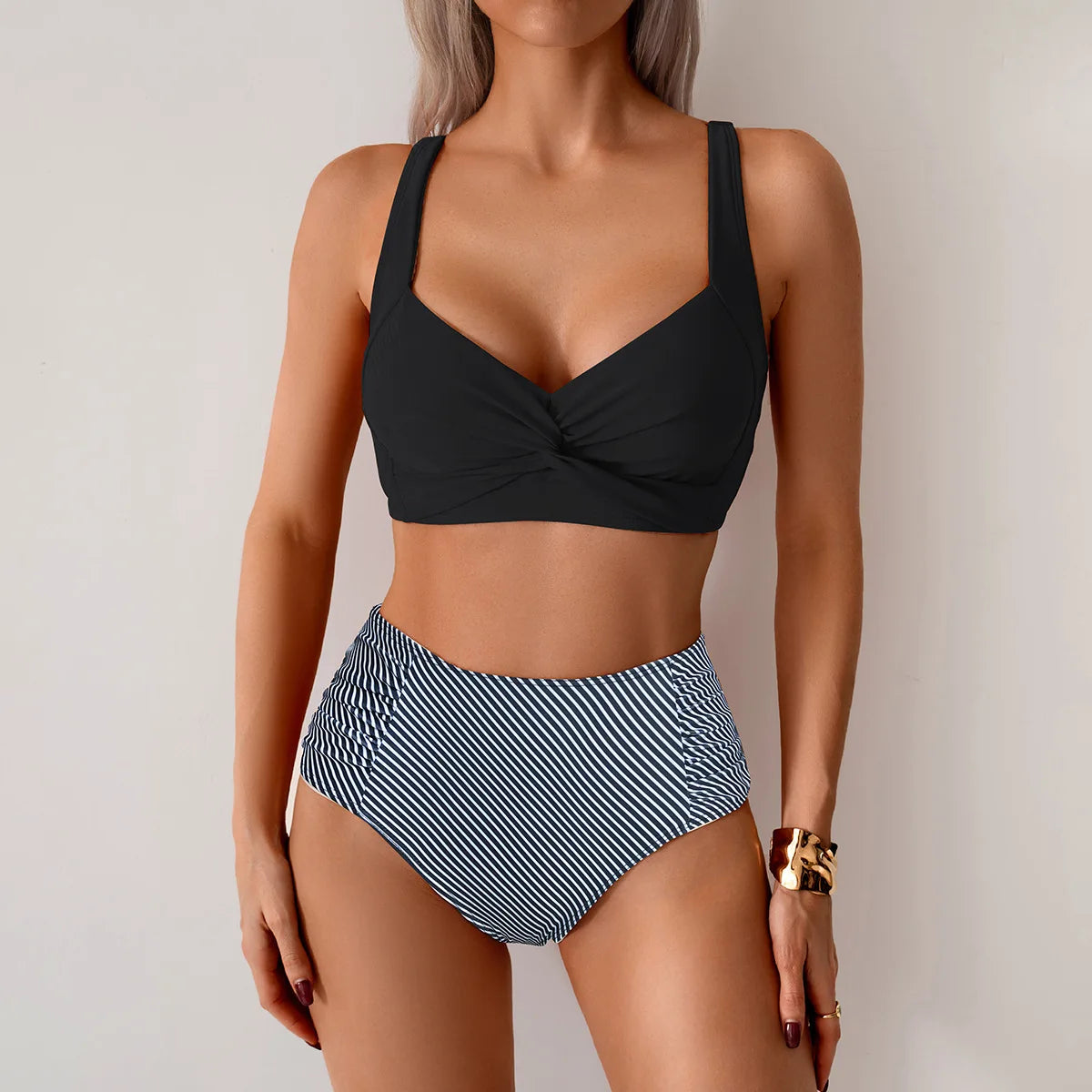 🍒Strap swimwear women high waist bikini set brazilian swimwear cross push up bra beach bathing suit full brief bather Take A Brief Second To Buy These