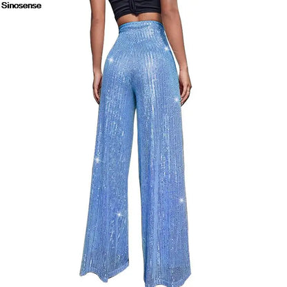 🍒High waist sequin flare pants sparkle loose casual wide leg trousers bell bottom trousers glitter clubwear party wear  Alls Flare In Glitz And Glam