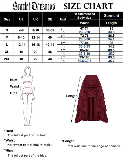 🍒Women vintage renaissance skirt ruffle elastic waist irregular fashion midi outfit occasion party wear Turn Around Your wardrobe with renaissance Style