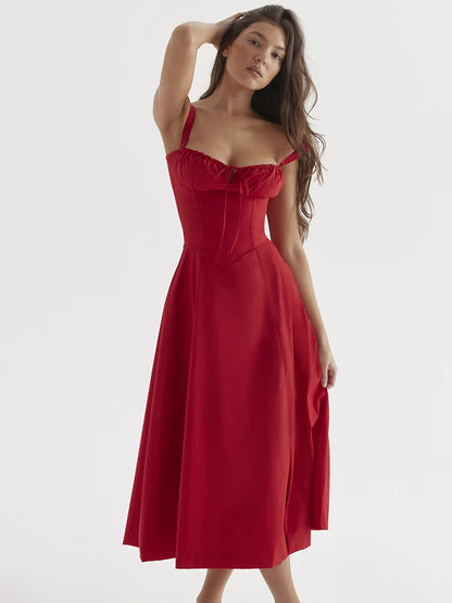 🍒Floral printed summer dress balconette elegant solid sleeveless slip for women dress fitted waist with flared skirt a-line outfit Bask In A Foral Balcon(y)-nett