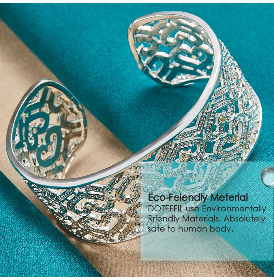 🍒925 Sterling silver bangle big 28mm heart bracelet silver woman's jewellery wedding engagement fashion party wear jewellery Wear Your Heart On Your Sleeve