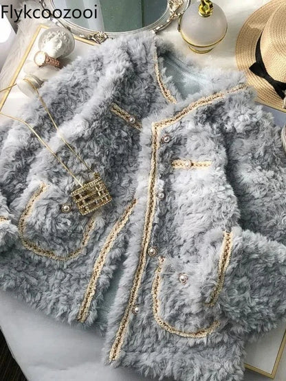 🍒Female lambs wool coat wear casual coats for women autumn winter clothing woollyJacket long sleeve It will be a SHEAR delight to wear this