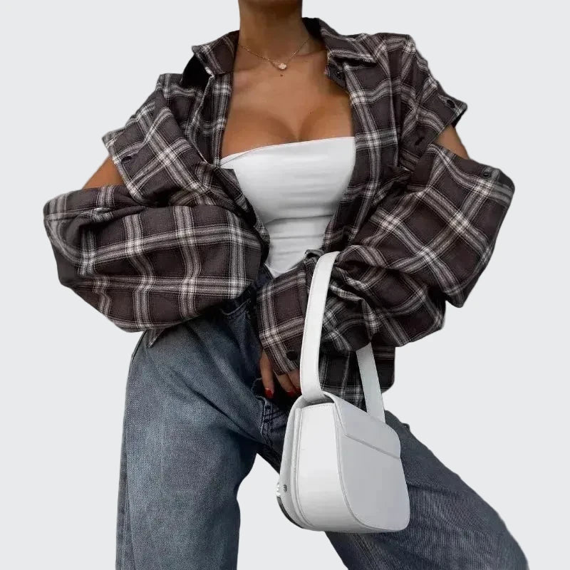 🍒Women's spring shirt Jacket checkered short-sleeved pocket retro luxurious chic trendy minimalist fashion check blouse designer comfy style clothing Dont Be Stale Mate Get This Checkers