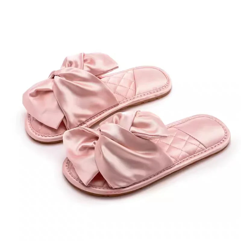 🍒Wedding slippers peep toe bedroom home sandals bride bridesmaid Newlywed Celebration shoes with silk bow smart casual slides for women luxury high end shoes Slipp -her A Gift And Gift Yourself