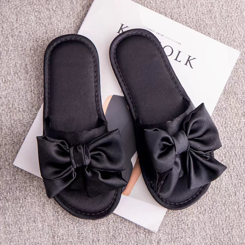 🍒Wedding slippers peep toe bedroom home sandals bride bridesmaid Newlywed Celebration shoes with silk bow smart casual slides for women luxury high end shoes Slipp -her A Gift And Gift Yourself