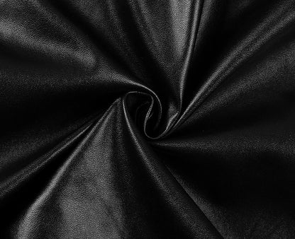 🍒Faux leather pants sets women's matching sets cool pu baggy trousers and matching v-neck leather top smart casual sporty Y2k set two piece womens outifits party wear occasion fashion black set Love Lustre Leather