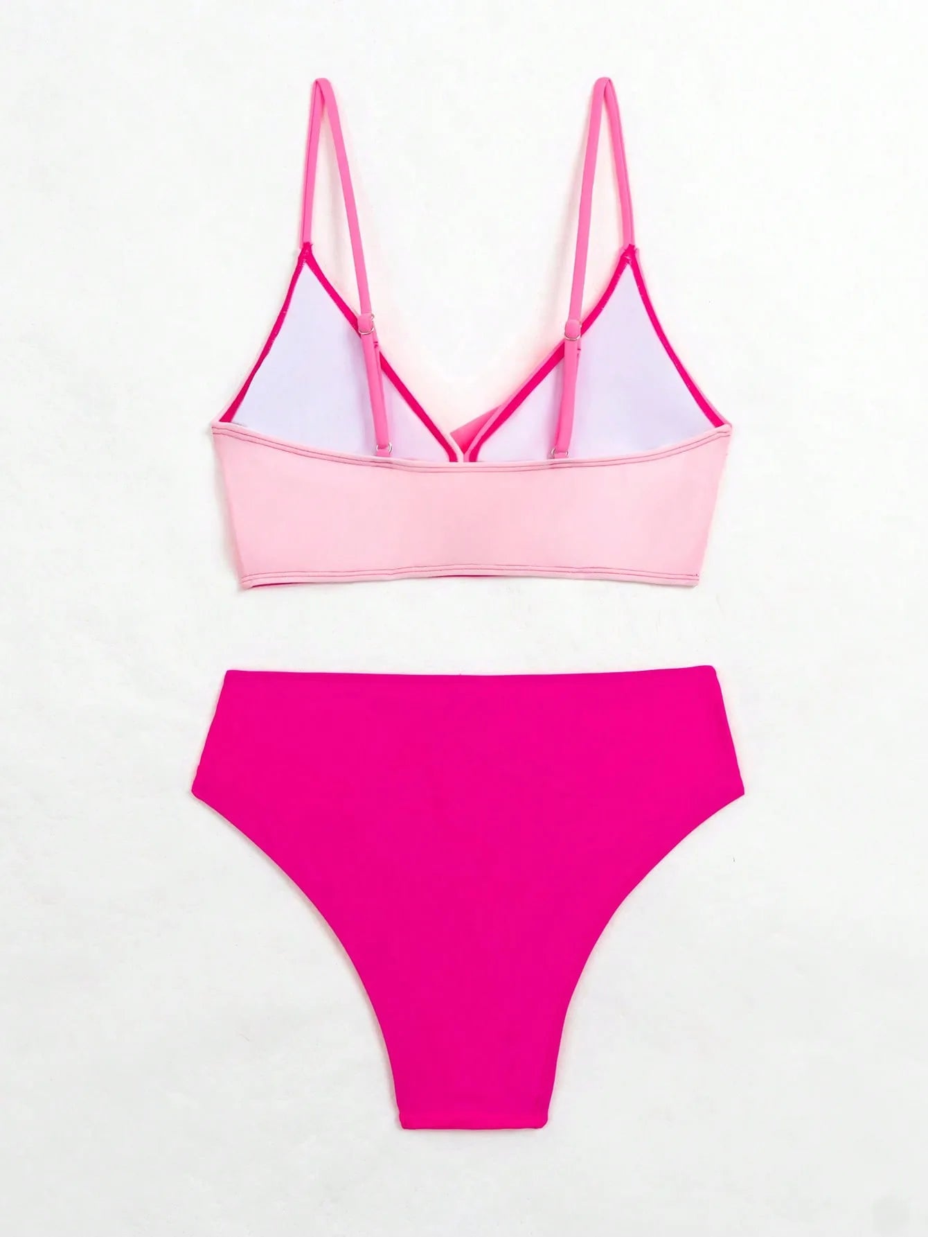 🍒Patchwork two piece swimsuit for women high waist bikini v-neck adjustable suspender type spaghetti strap backless swim set summer beach Vacation Swimwear  Drink Fruities In Your Fruity