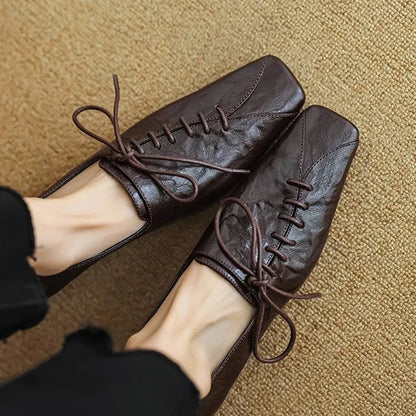 🍒Women pumps elegant flat shoes for women luxury low-heeled square toe lace up shoes comfy trendy footwear Round Up Your Squares With These Lovelylaces