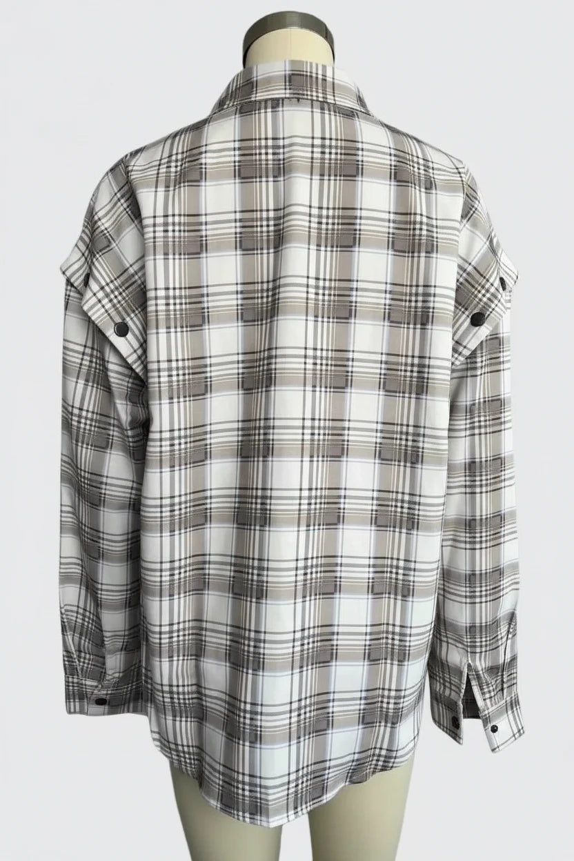 🍒Women's spring shirt Jacket checkered short-sleeved pocket retro luxurious chic trendy minimalist fashion check blouse designer comfy style clothing Dont Be Stale Mate Get This Checkers