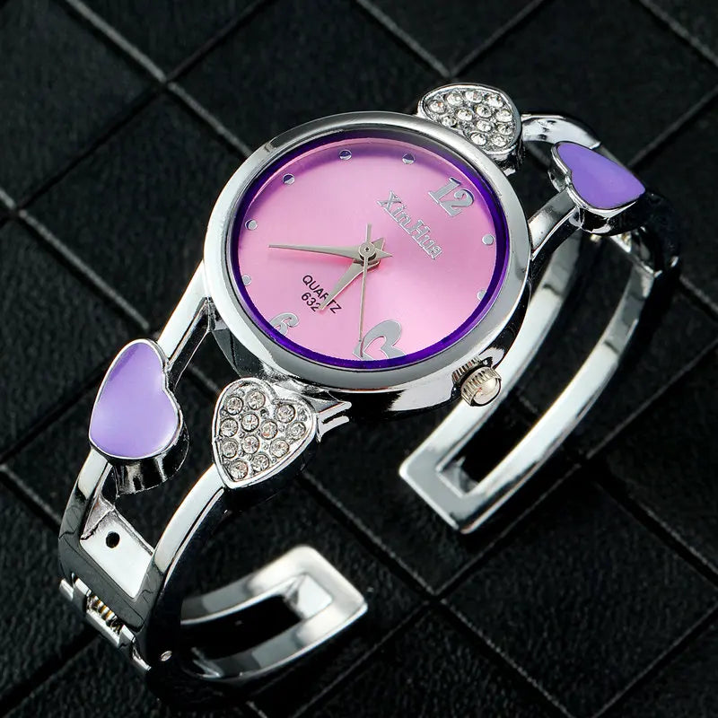 🍒Womens heart watch Design quartz fashion bangle silver classic crystal Stainless Steel colour face wristwatch smart casual jewellery   Watch This Bang For Your Buck
