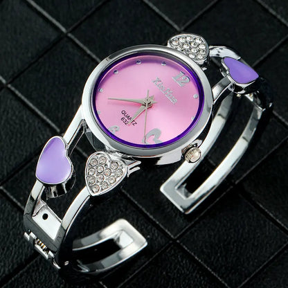 🍒Womens heart watch Design quartz fashion bangle silver classic crystal Stainless Steel colour face wristwatch smart casual jewellery   Watch This Bang For Your Buck